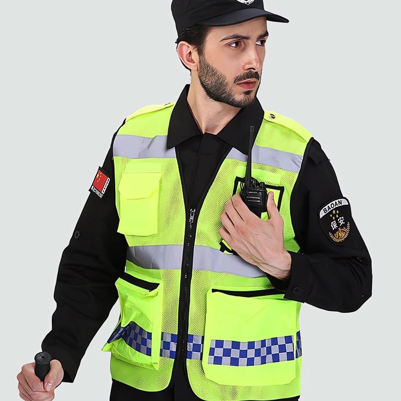 High Visibility Reflective Safety Vest Mesh Cloth Fabric with Pockets and Zipper Durable for Bicycles Outdoor Biking Men Women