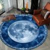 Moon retro style Flannel-printed round floor mats are slip-resistant Suitable for living room bedroom terrace garden carpets