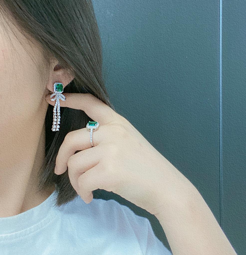 Gica Gema Emerald Earrings With Diamond 925 Sterling Silver Unique Design Romantic Fine Earrings Jewelry Wedding Party Gifts New Trend 40mm