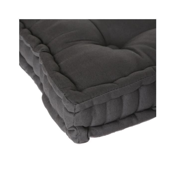 Coussin de sol - Horizon - 40 x 40 cm - Anthracite - 100% Coton recyclé - Non déhoussable