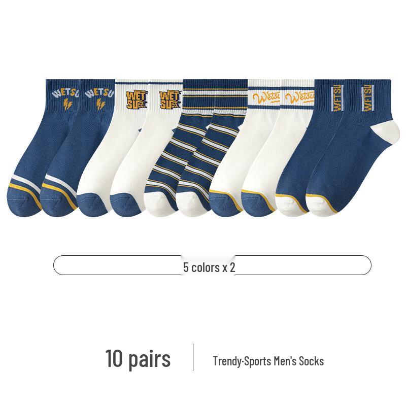 Yalu Men s Color-blocked Sports Socks (10-Pair Pack) M