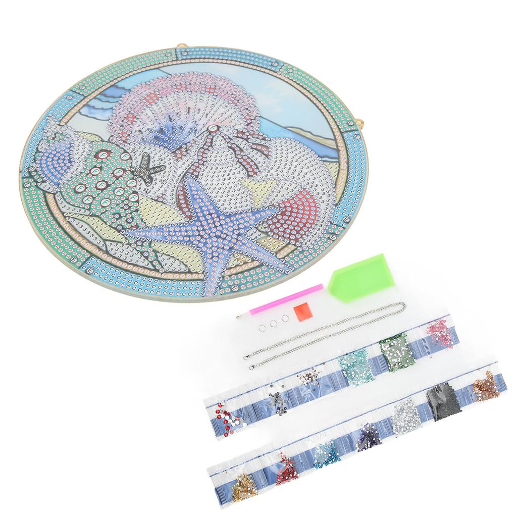 5D DIY Rhinestones Painting Sets Color Lasting Cute Cartoon Ocean Rhinestone Painting for Living Room Bedroom Wall Decor
