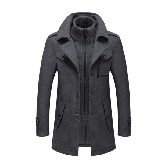

Мужское шерстяное пальто с воротником-стойкой, однобортная однотонная куртка с карманами, осень-зима, средняя длина, верхняя одежда XXXXL