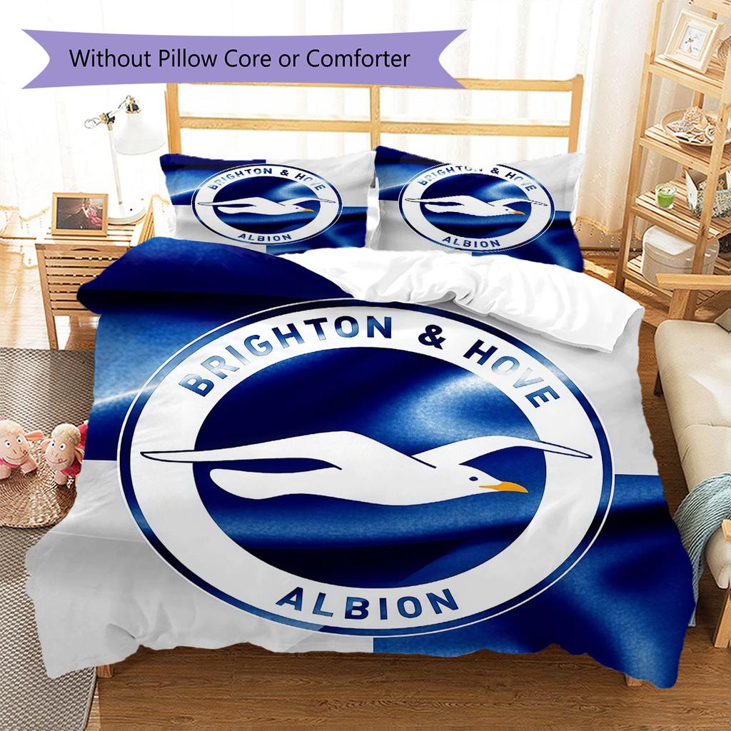 Brighton & Hove Albion Pattern Bedding,Quilt Set Quilt Cover Pillowcase Home Birthday Gift(1 * Duvet Cover + 2 * Pillowcase, Without Core)
