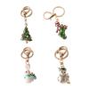 Christmas Keychain Snowman Christmas Tree Stockings Rabbit Shape Key Ring Rhinestones Inlay Key Organizer