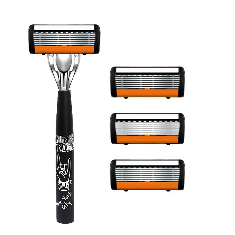 Men Shaver Razor Barber Tools Facial Hair Razor 7 Layers Blades High Quality Antique Shaving Knife Shaver With Replacement Head