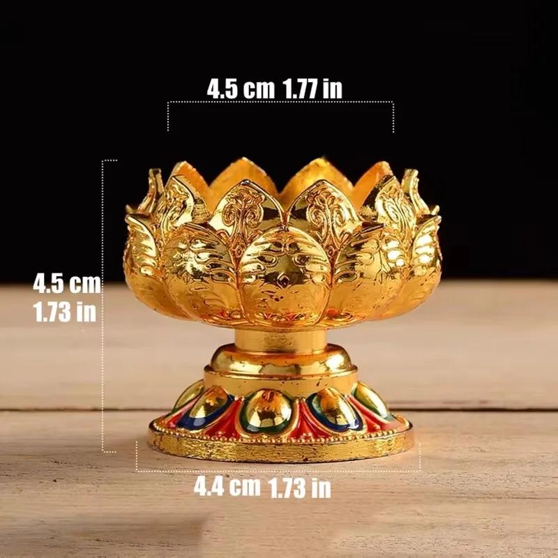 

Embossed Buddhist Candle Cup Zinc Alloy Flower Golden Candlestick Tibetan Wedding Lamp Holde Dinner Home Table Decoration 1Pc