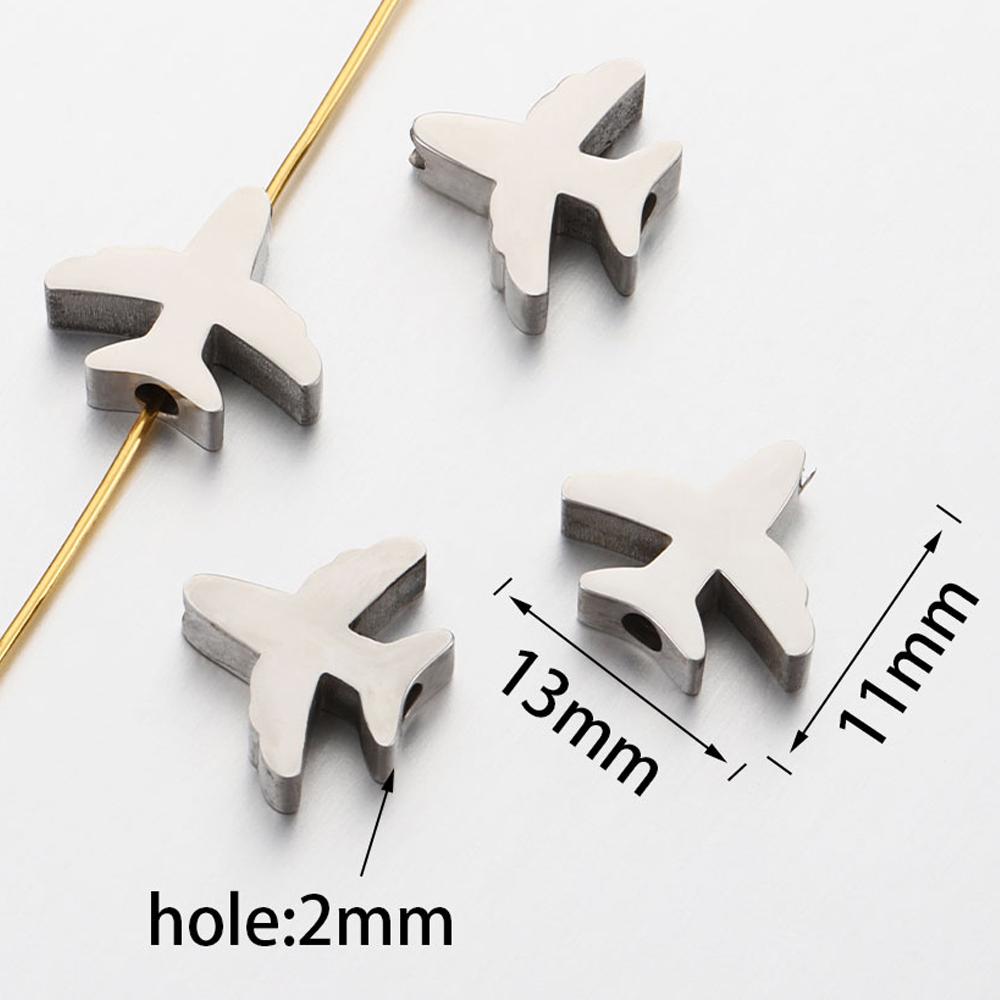 5pcs Stainless Steel Polish Heart Bracelet Beads Moon Star Airplane Spacer Beads DIY Jewelry Making Necklace Findings Wholesale