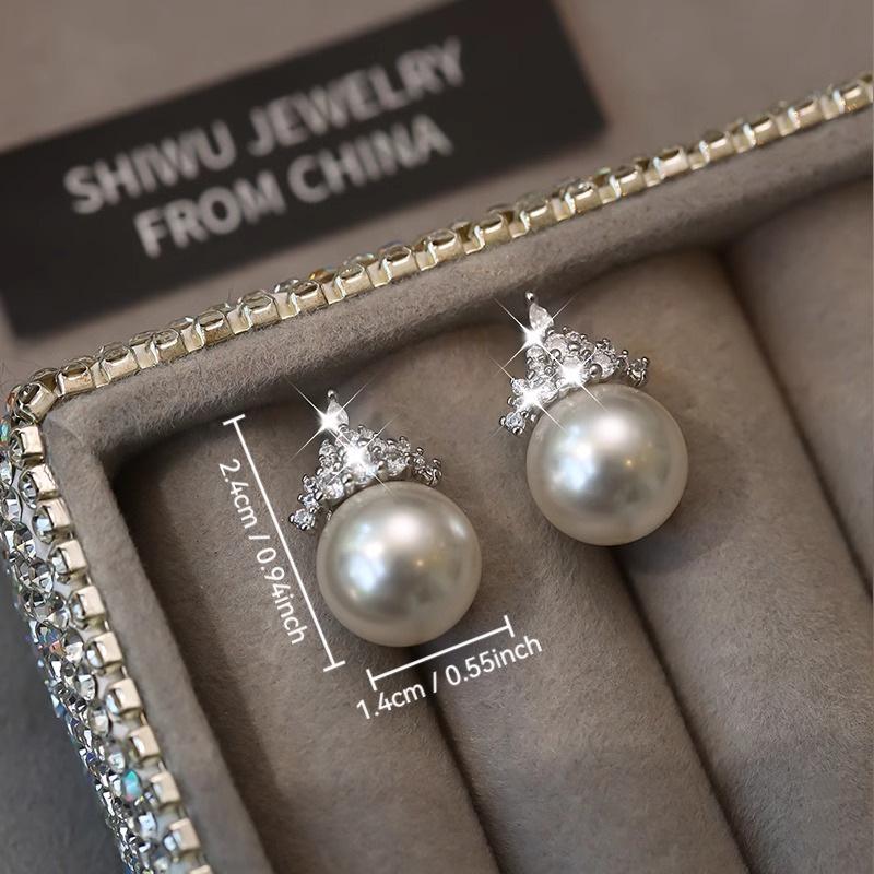 

Элегантные роскошные серьги-короны с белым жемчугом для женщин - Нишевый дизайн, Универсальные и стильные белый