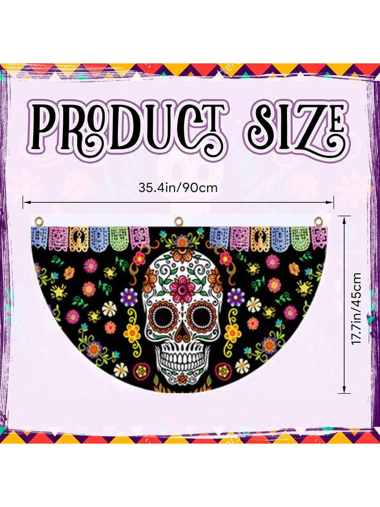 Day Of The Dead Decorative Fan Flag Background Indoor Outdoor Holiday Decorative Hanging Flags