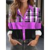 Fashion Multicolour Geometric Splicing Pattern 3D Print Women's Long Sleeves Shirt Autumn Women's Holiday Shirt Women's Clothing