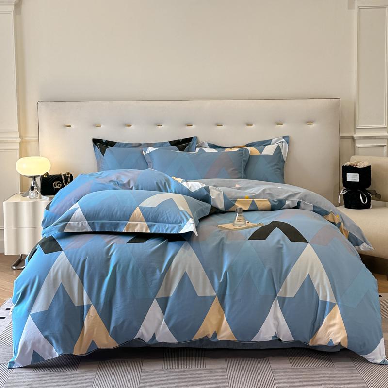 3 Piece Egyptian Cotton Bedding Set with 1 Duvet Cover and 2 Pillowcases Printed Soft Breathable Skin Friendly Comfortable