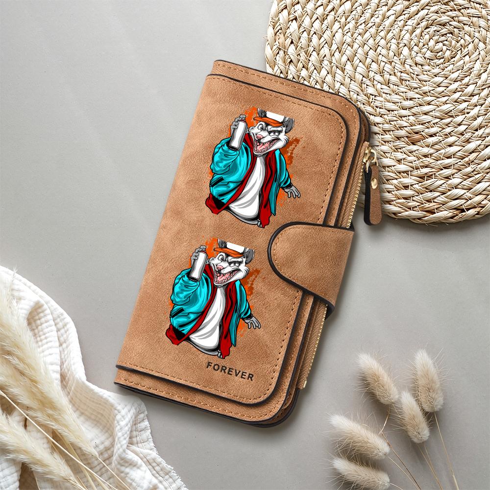 Trendy Cool Wolf Printed Long Wallet Portable PU Leather Card Holder Casual Fashion Daily Use Money Purse For Streetwear Lovers