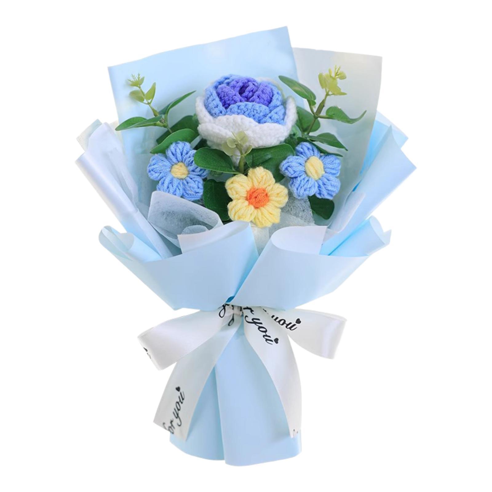 Completed Crochet Flower Bouquet Artificial Flower Ornament Desktop Artificial