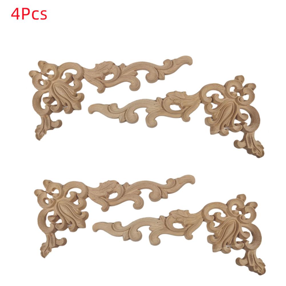 4pcs Wooden Carved Corner Onlay Applique Furniture Mouldings Decal Home Decor Art DIY Ornament Room Decoration