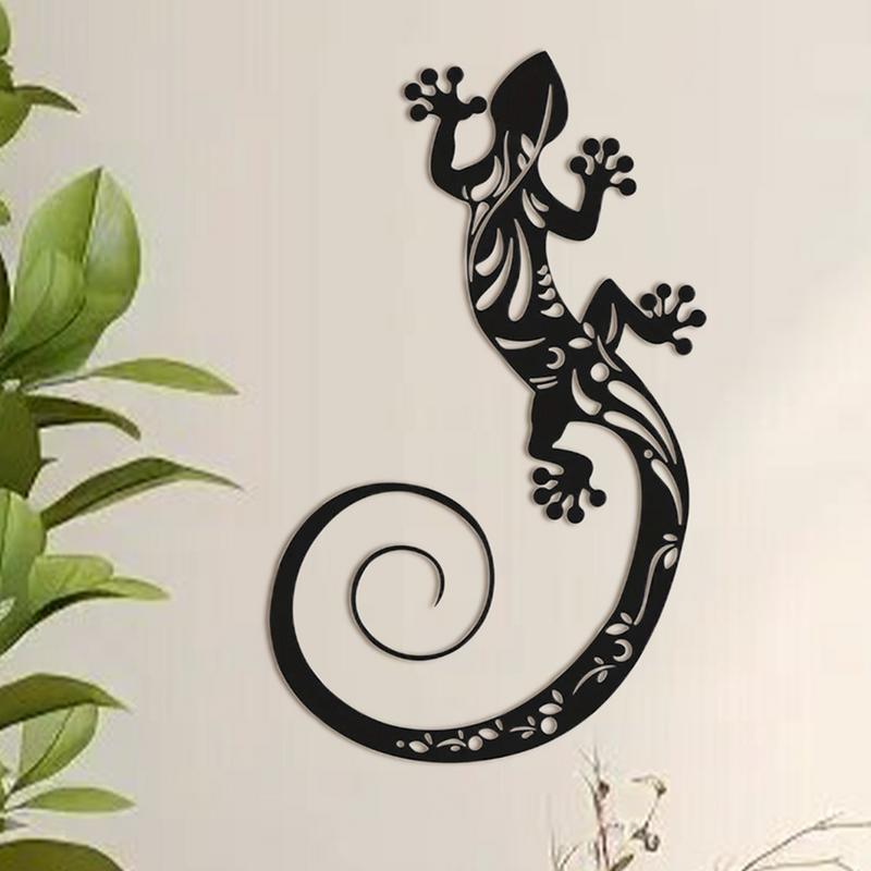 Decoración de Pared de Gecko Decoración de Jardín y Patio de Metal para Gecko Arte Metálico Arte de Hierro Escultura de Pared de Lagarto Escultura Colgante de Arte de Pared de Gecko