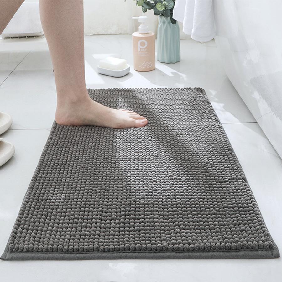 Chenille Bath Mat Non-Slip Backing Plush Soft Absorbent Rug for Bedroom Bathroom Entryway Machine Washable Home Decor