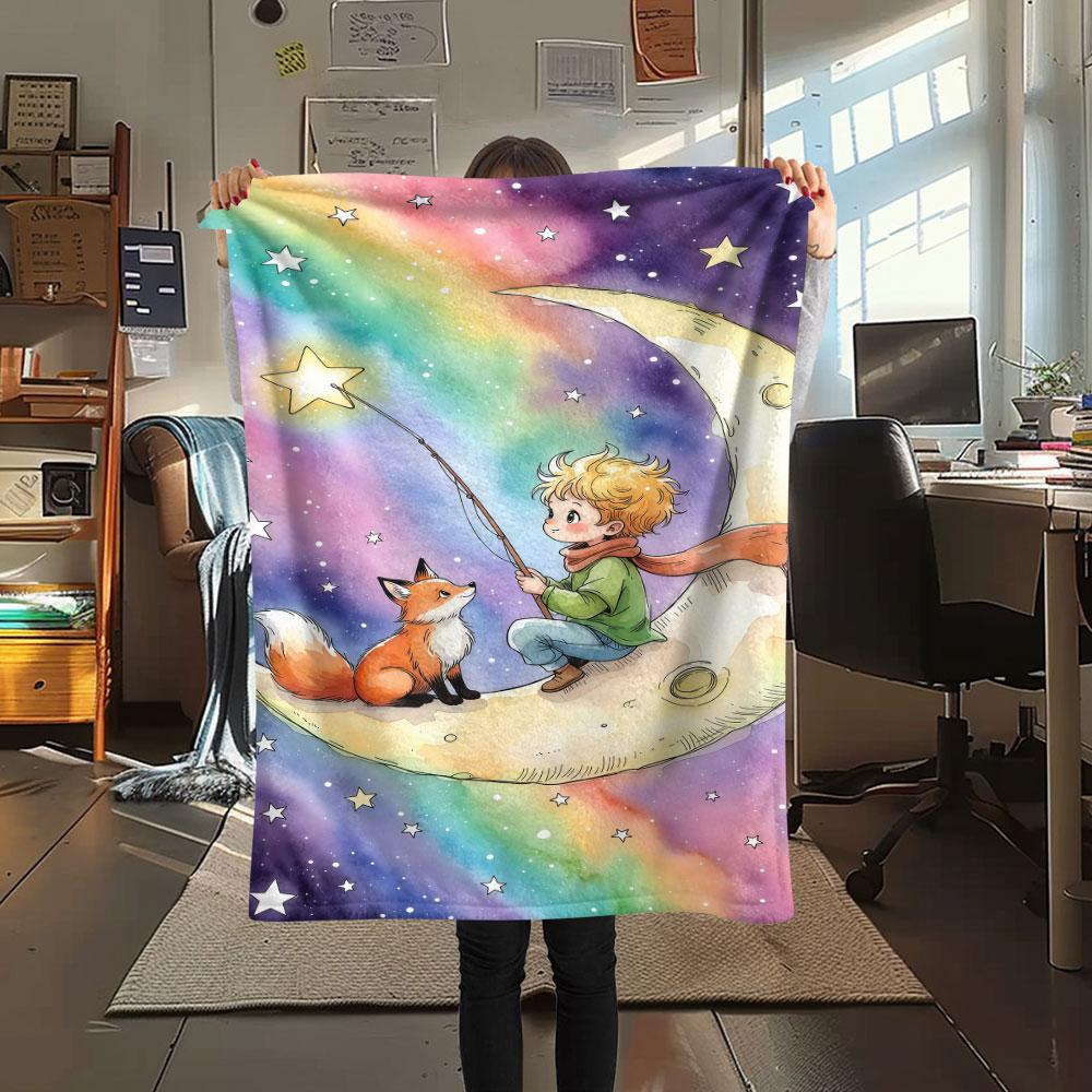 1PC Little Prince Rose Blanket, High quality Comfortable for All Seasons, Home Decor, Warmth and Comfort