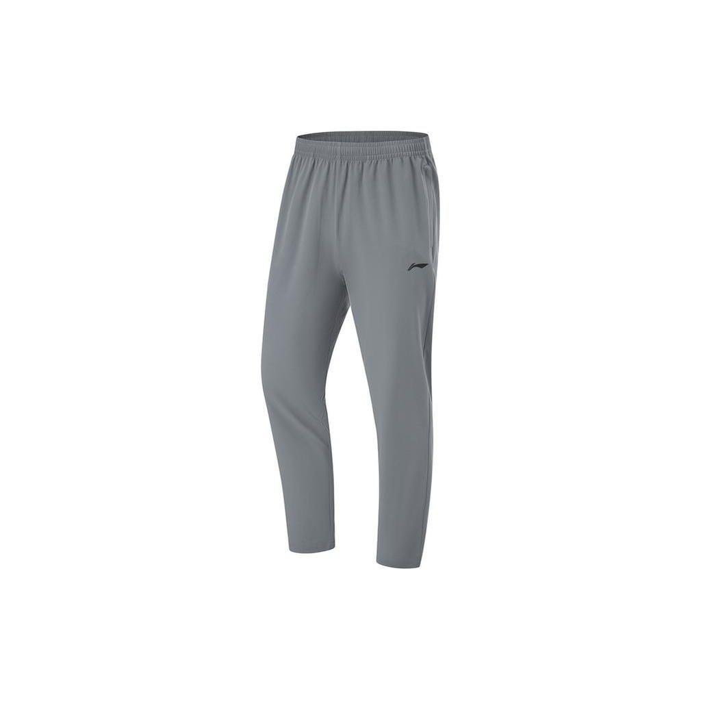 Li Ning Fitness Series Solid Color Straight Leg Moisture Wicking Quick Dry Knitted Sports Pants Men Pants Shadow-Gray AYKU459-2