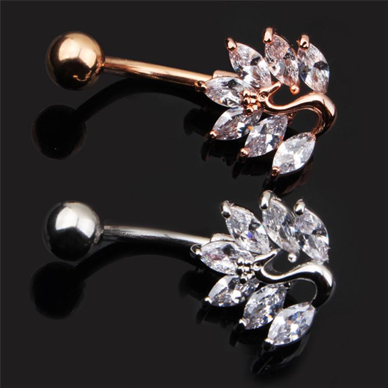 Stainless Steel Peacock Zircon  Belly Button Ring Navel Piercing Jewelry