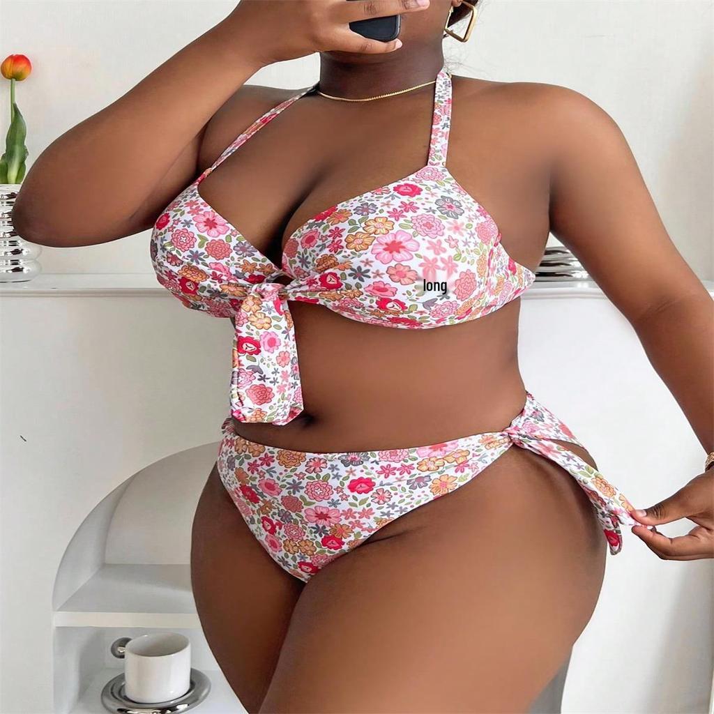 2026 Bedruckter sexy Träger-Bikini-Badeanzug in Übergröße für Damen