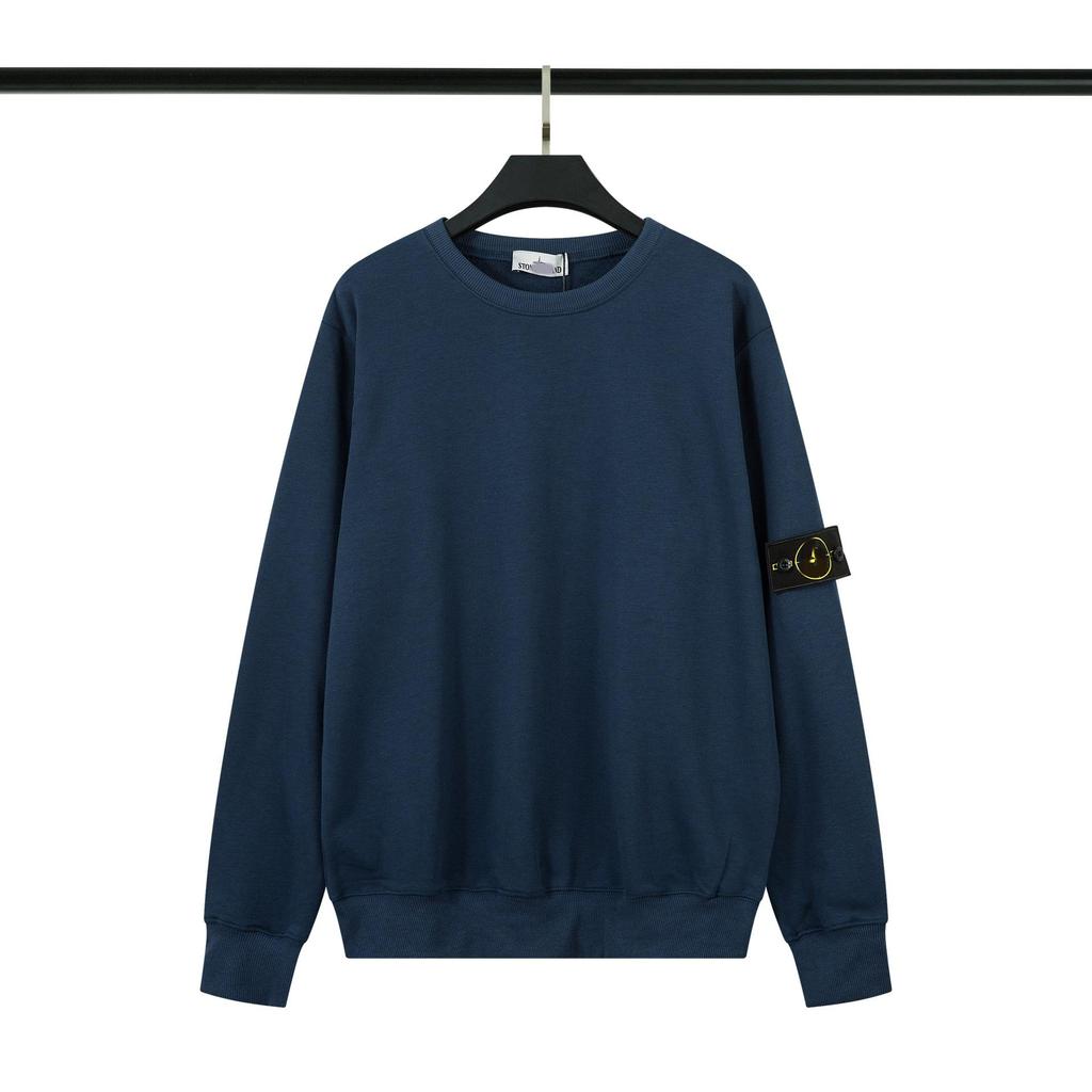 Cross ClassicSTONE Solid Round Neck Badge Long Sleeve Unisex Hoodie