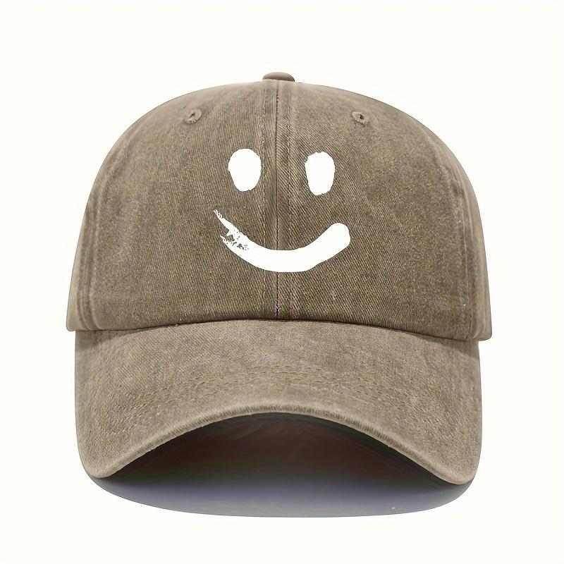 Smiling printed baseball cap suitable for Unisex and Women, simple and versatile, sunscreen duckbill cap Adjustable