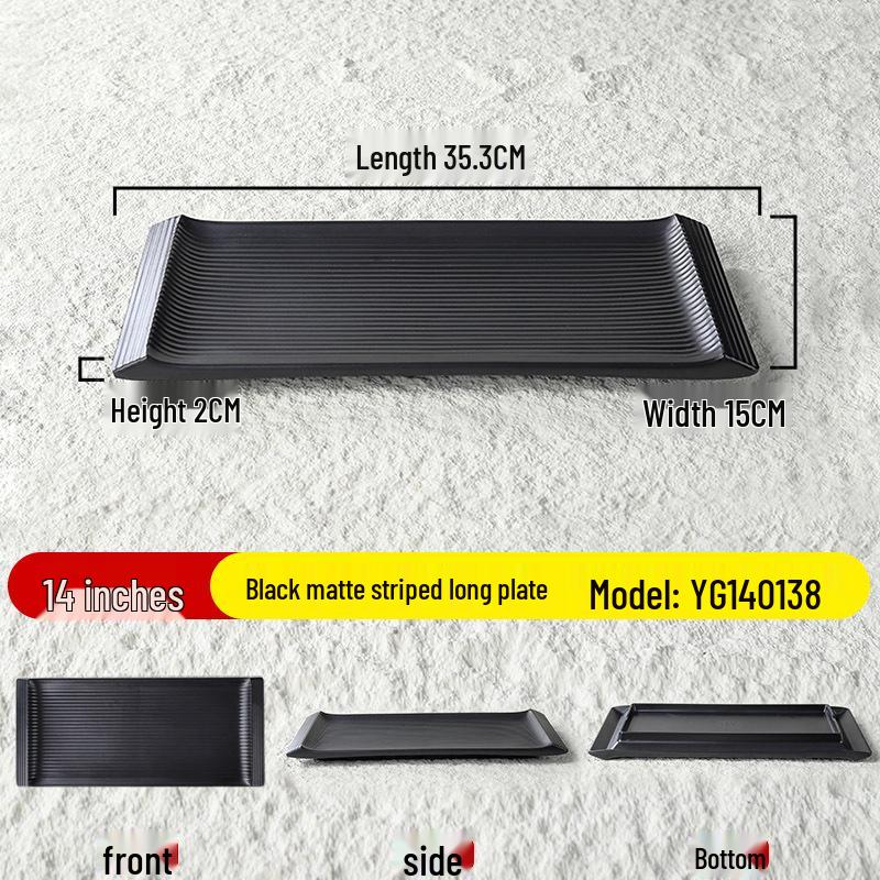Black Matte Rectangular Japanese Sushi & BBQ Plate