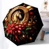 1pc Golden Horse Decoration Fashionable Automatic Opening/Closing Folding Umbrella with 8 Iron Bones, Plastic Handle yy251015067