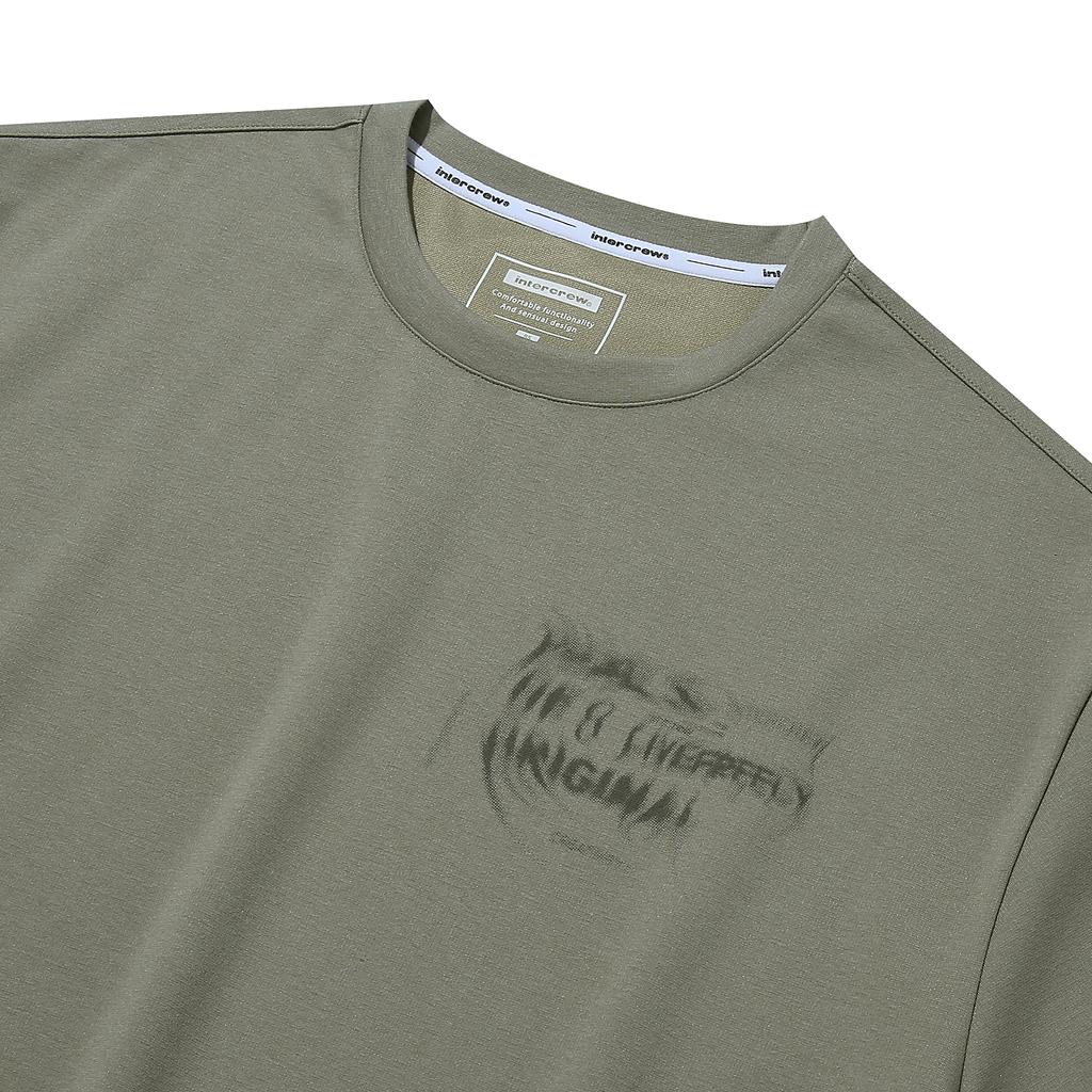 INTERCREW Halftone Blur Print Short Sleeve T-Shirt Olive Ita2Tm10Aol