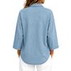 Top in Denim da Donna con Vestibilità Larga, Bottoni e Maniche a Tre Quarti per un Look Casual Quotidiano