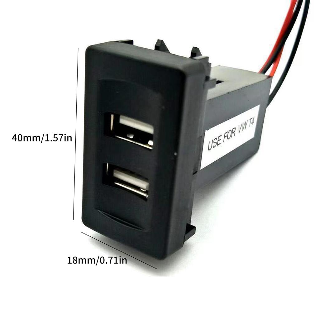 Cargador de coche con dos puertos USB, 2,1 A, adaptador basculante, enchufe para VW Transport T4, luz integrada, panel de interruptores