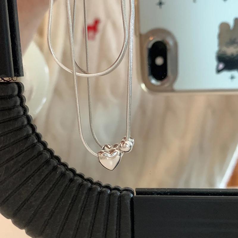 New 925 Sterling Silver Heart Necklace Personality Charm Love Pendant Choker Birthday Gift for Friends Exquisite Jewelry