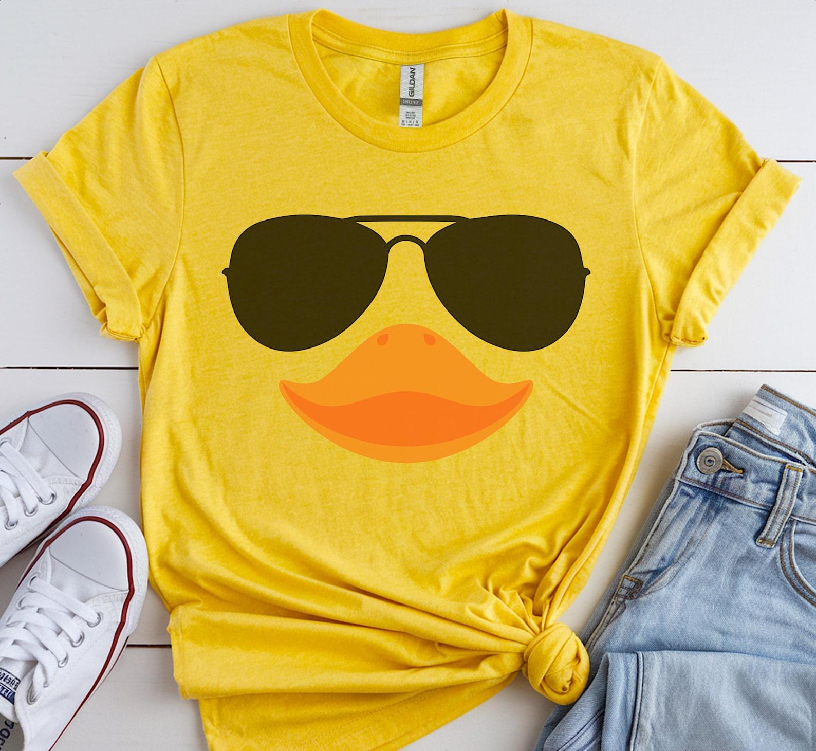 Duck with Sunglasses Tee, Whimsical Halloween Costume Shirt M