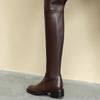 2025 Korean Version Shows Legs Thin Over the Knee Long Boots Women's Low Heel Widens Leg Circumference Winter Thin Velvet Tall Knight Boots Brown