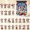 Collectible Christmas Figurines for Enthusiasts Cow Ornament Advent Calendar 2026, 24 Days 2D Acrylic Hanging Pendant Portable Decorations Home