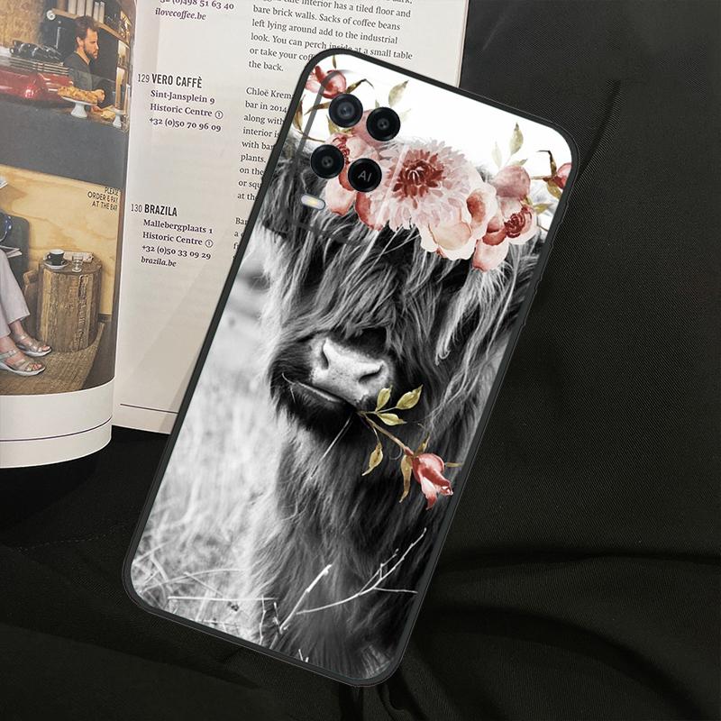 Cute Highland Cow For Oppo A74 A94 A54 A18 A38 A58 A78 A98 A40 A60 A80 A16 A76 A96 A15 A57S A17 A77 Phone Case