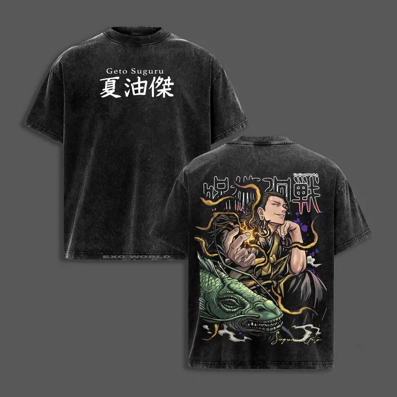 

Jujutsu Kaisen Гето Сугуру Графическая Футболка Мужская Женская Одежда Короткий Рукав Хлопковые Футболки Стирка Футболка Харадзюку Мужская Свободная Футболка S чёрный