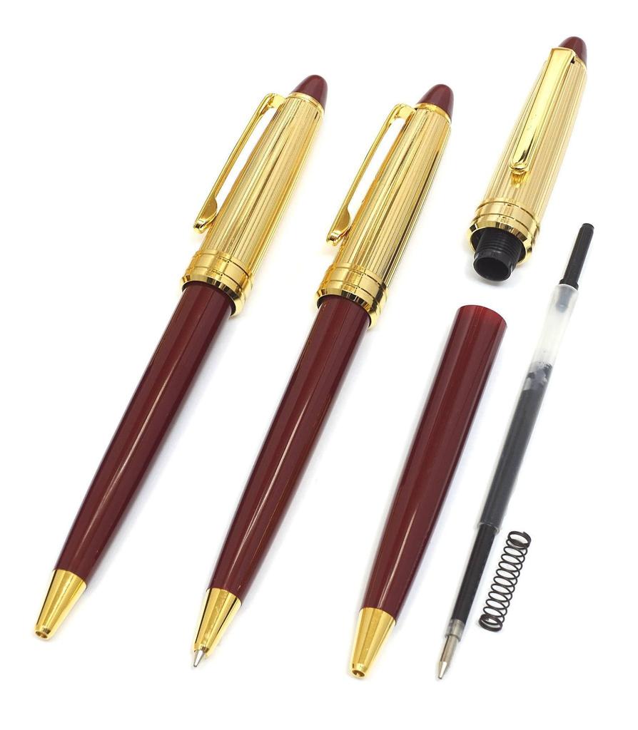 Zippered Compact Pen Case with Touch Pen and Neo Horikin Retro Ballpoint Pen 2-Pack D-800 Set, Red, T23-S708-800B-R-2