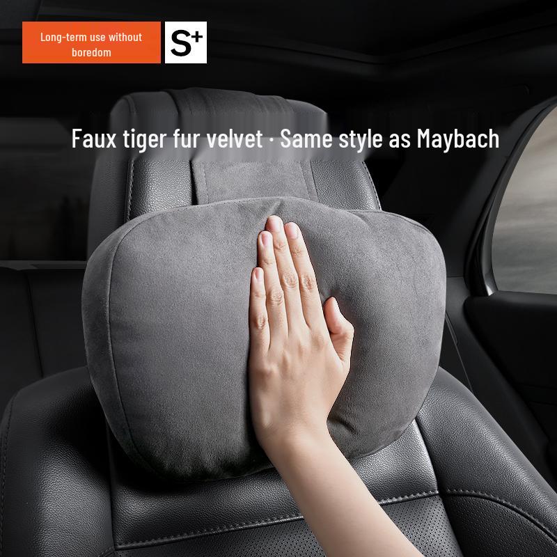 Mercedes-Benz S-Class Maybach Car Headrest Neck & Lumbar Support Pillow Black Suede Imitation