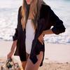 Swimsuit Cover Up Solid Color Cardigan Beach Shirt Lightweight Casual for Holiday