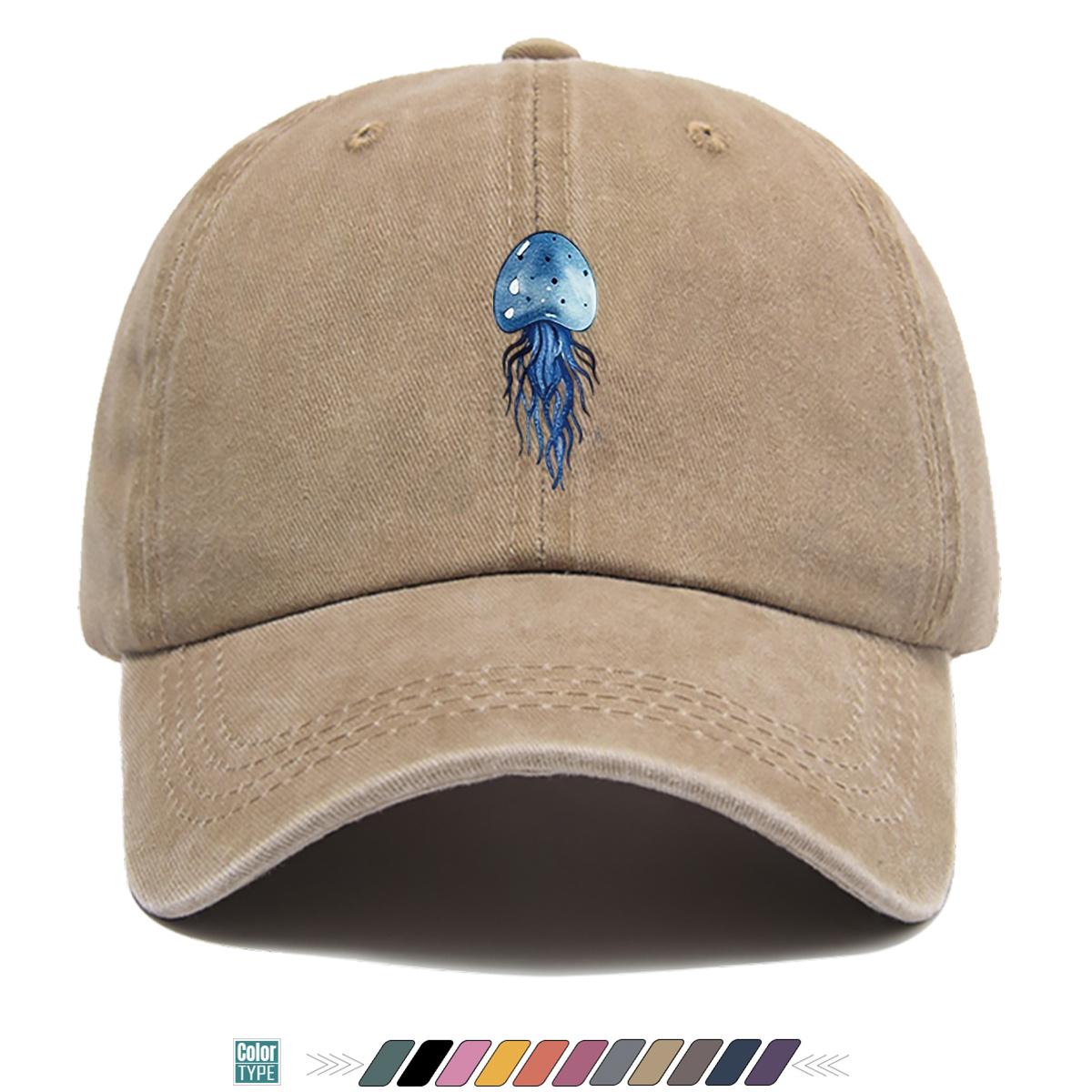 pc Deep Sea Blue Jellyfish Print Baseball Cap Dreamy Elegant Pattern Fashionable Trendy Hat Unisex Adjustable Street Trend Matc 1pc