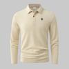 Men's Casual Waffle Knit Long Sleeve Polo Shirts for Men