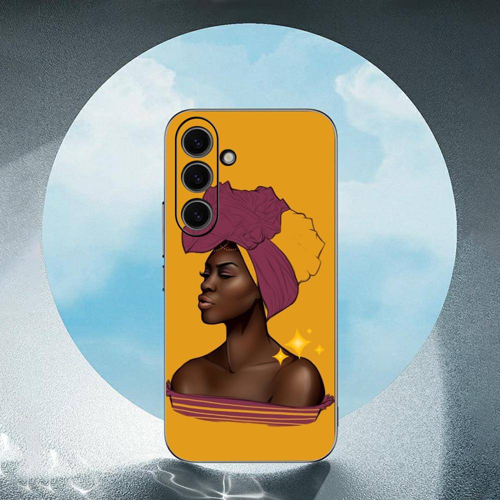 Cartoon South African Woman For Samsung Galaxy S23 S24 S25 Ultra S22 Plus S21 Black Soft Case Waterproof Soft Case