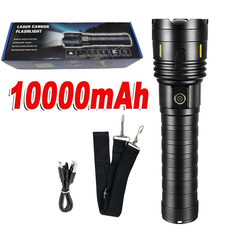 

10000 мАч супер большой фонарик USB перезаряжаемый 30 Вт самый мощный светодиодный фонарик дальнего действия зум уличный кемпинговый фонарь aluminum alloy