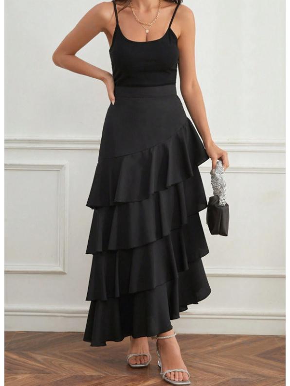 Europäisch-Amerikanischer Frühling/Sommer High-Waist Unregelmäßiger Midi Maxi Rock