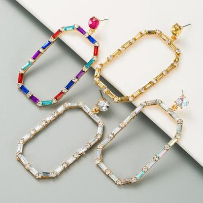 Orecchini Pendenti Semplici Lunghi da Donna Acciaio al Titanio Lega Pendente Orecchini Pietra di Cristallo Quadrata Colorata Geometrici Ornamenti per Orecchie