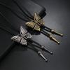 Gold Butterfly Alloy Sweater Necklace – Versatile Retro Leather Bolo Chain
