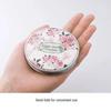 Floral Folding Double-Sided Makeup Mirror - Round PU Leather Cute Cartoon Design