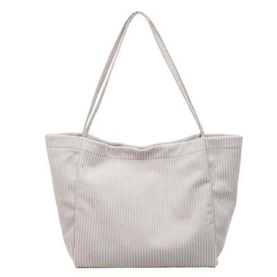 Nova sacola tote de veludo cotelê de cor sólida de grande capacidade retrô simples bolsa feminina veludo listrado bolsa de ombro simples